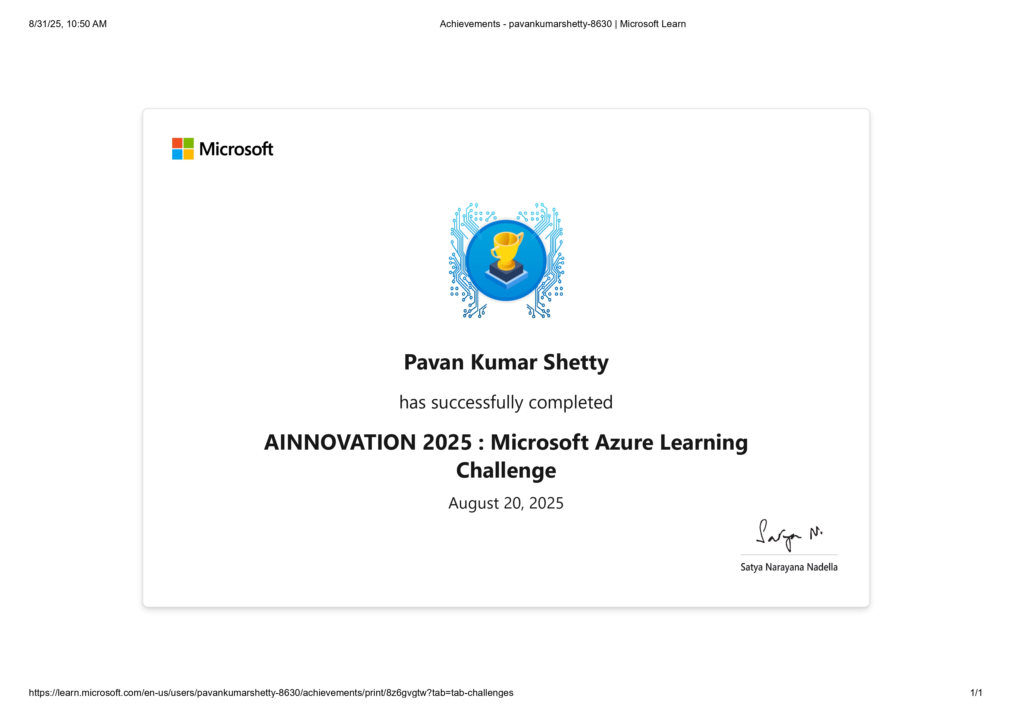 Microsoft Azure Learning Challenge